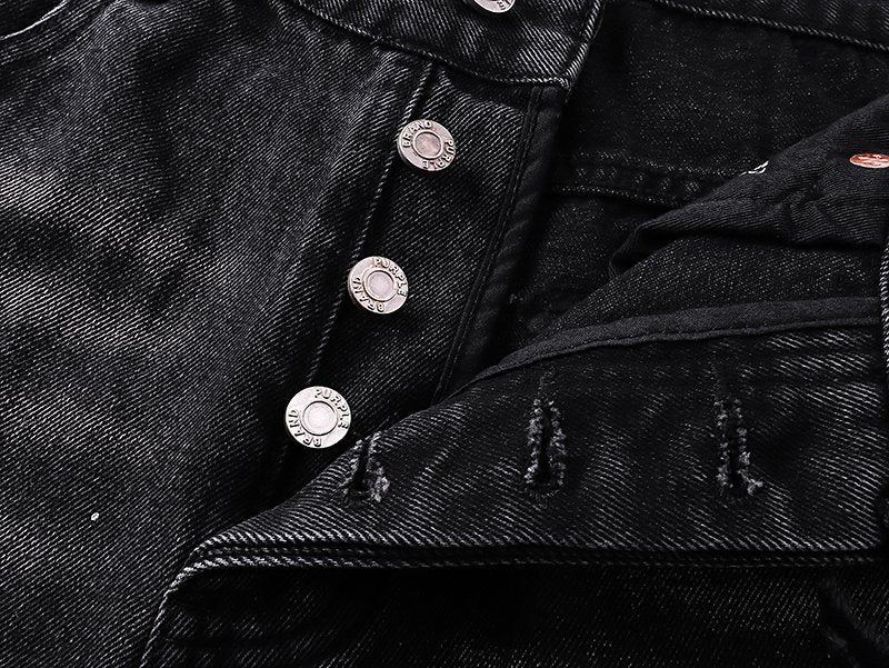 Purple Brand Black Paint-Splatter Distressed Jeans